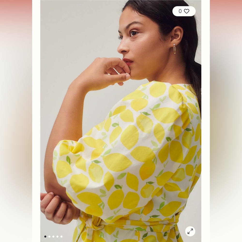 Anthropologie Yellow Lemon-Print Midi Dress - Picture 3 of 4